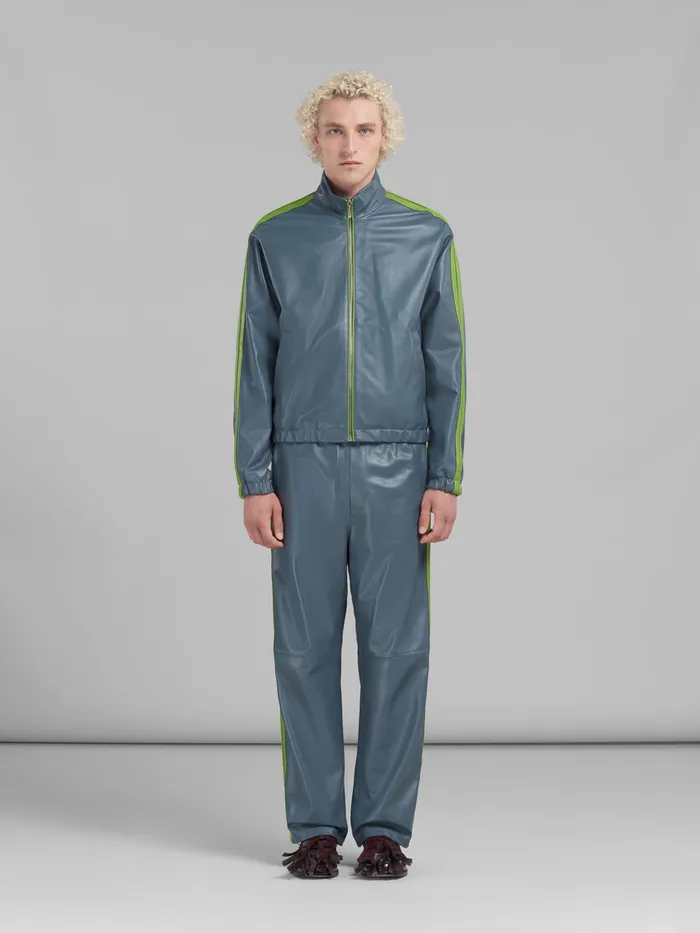 Teal Nappa Bomber With Contrast Stripes Men Marni Coats and Jackets