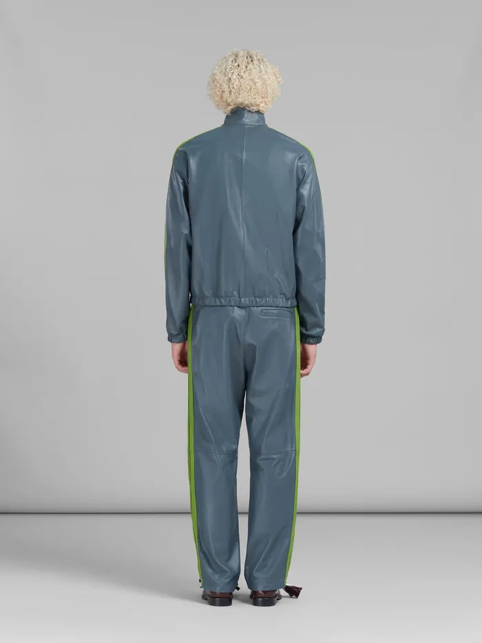 Teal Nappa Bomber With Contrast Stripes Men Marni Coats and Jackets