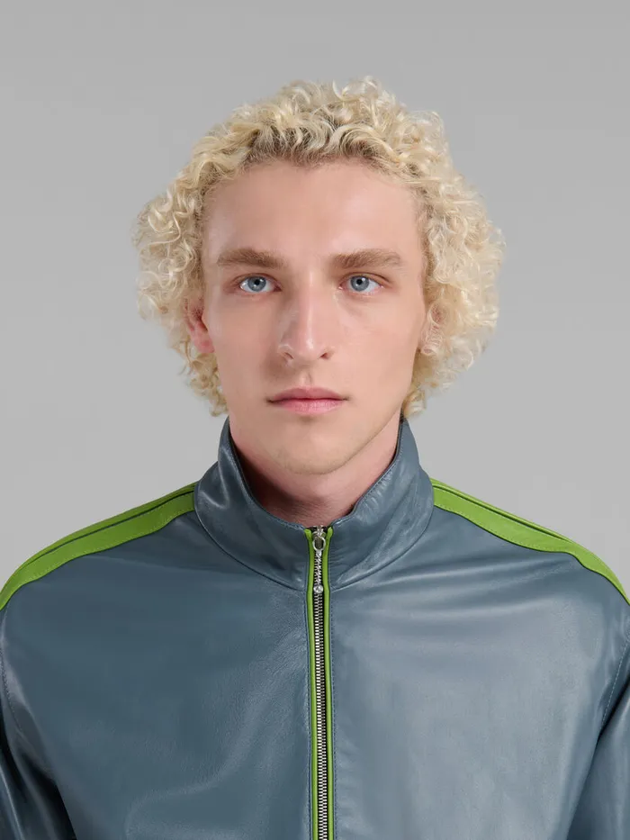 Teal Nappa Bomber With Contrast Stripes Men Marni Coats and Jackets