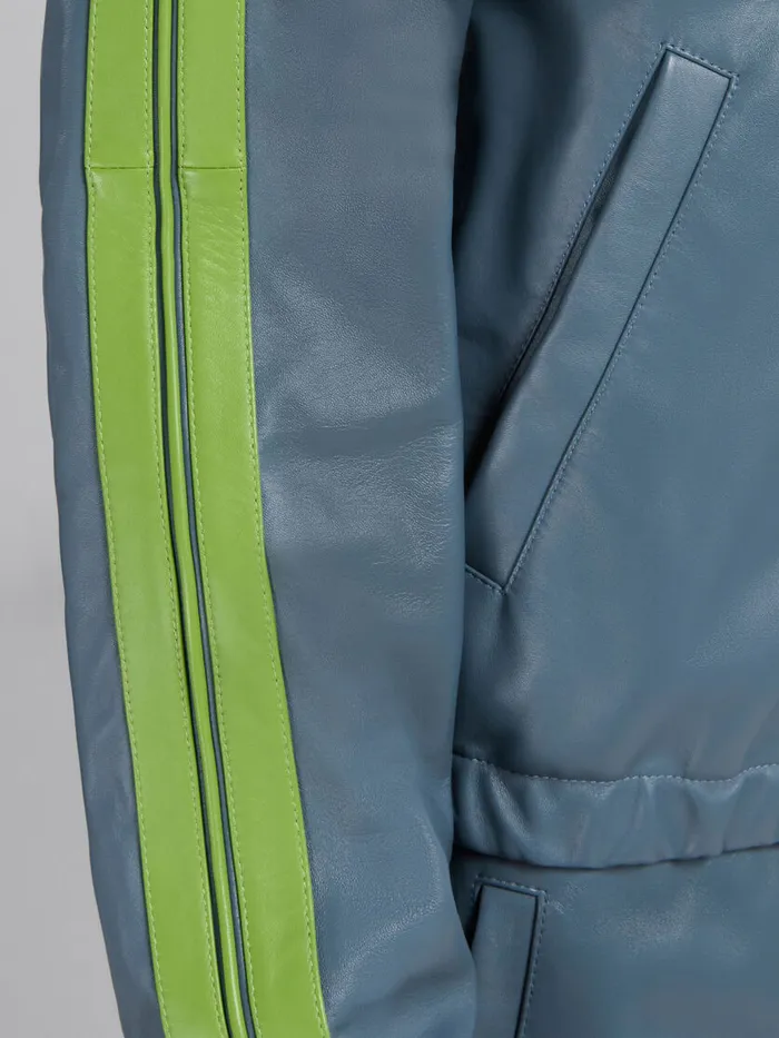 Teal Nappa Bomber With Contrast Stripes Men Marni Coats and Jackets