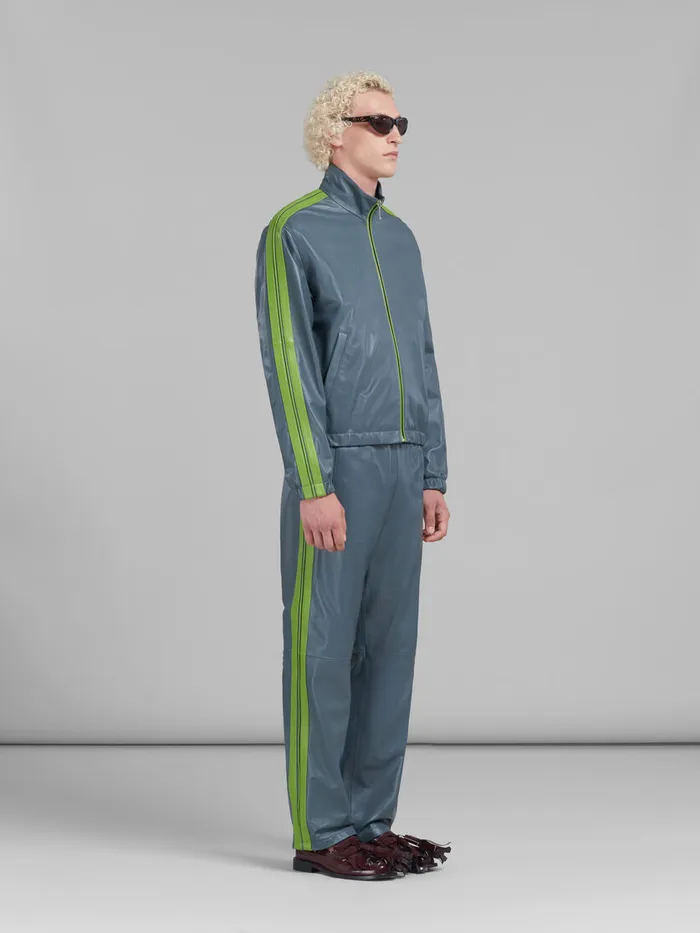Teal Nappa Bomber With Contrast Stripes Men Marni Coats and Jackets