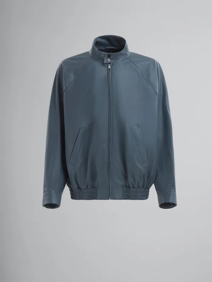 Teal Nappa Leather Bomber Jacket Men Marni Coats and Jackets