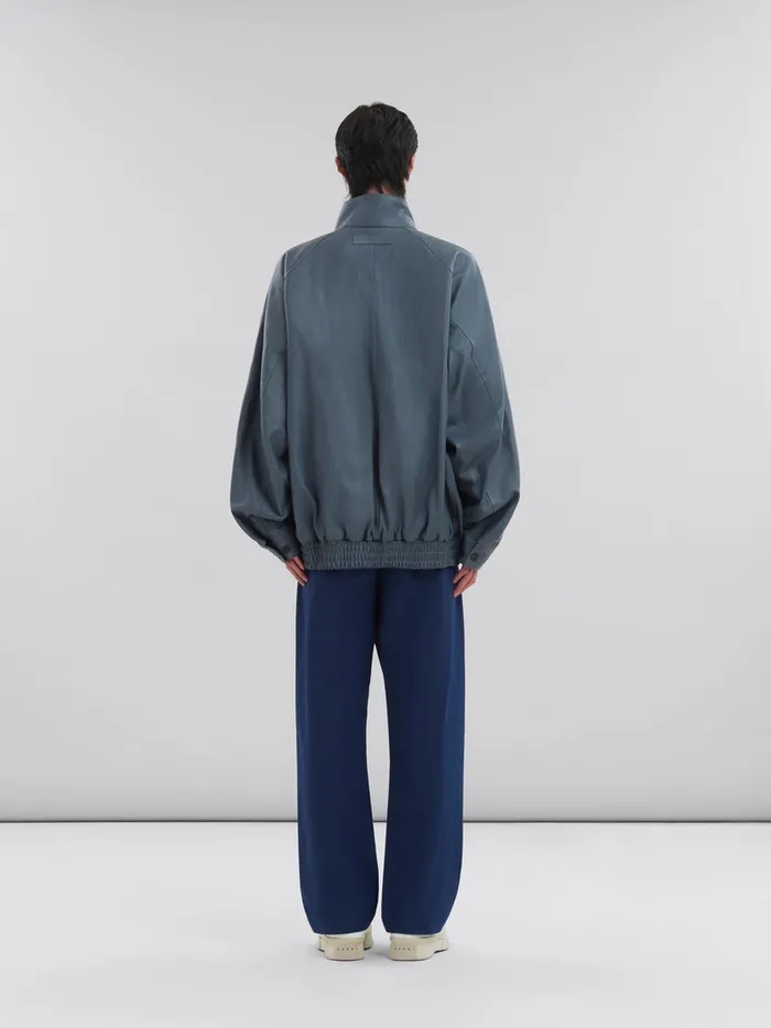 Teal Nappa Leather Bomber Jacket Men Marni Coats and Jackets