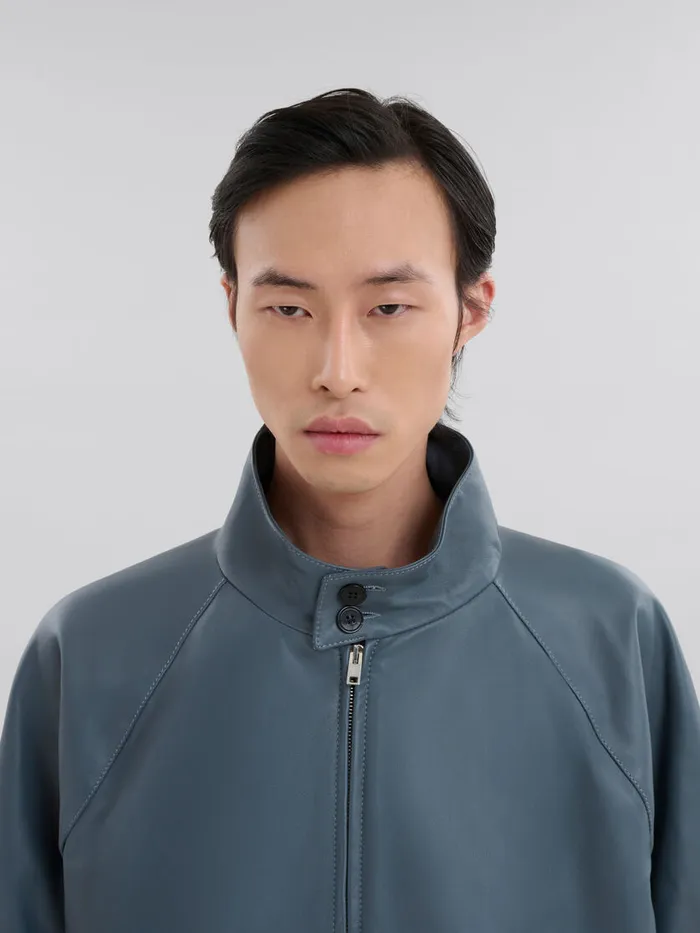 Teal Nappa Leather Bomber Jacket Men Marni Coats and Jackets
