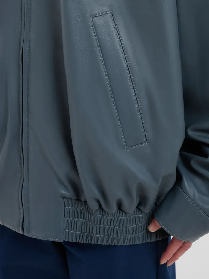 Teal Nappa Leather Bomber Jacket Men Marni Coats and Jackets