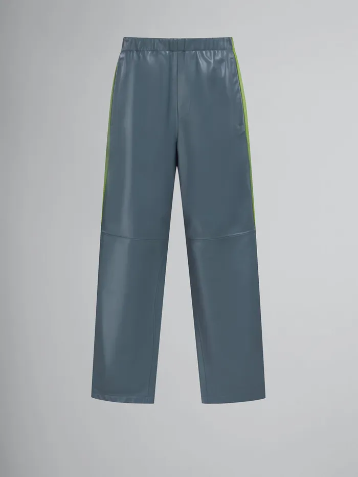 Teal Nappa Leather Track Pants Men Marni Pants