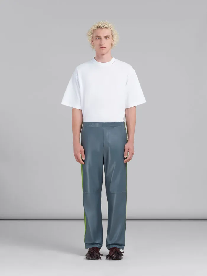 Teal Nappa Leather Track Pants Men Marni Pants