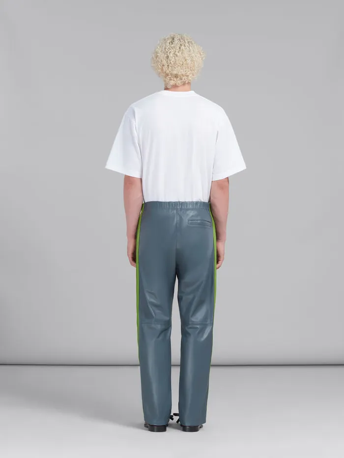 Teal Nappa Leather Track Pants Men Marni Pants