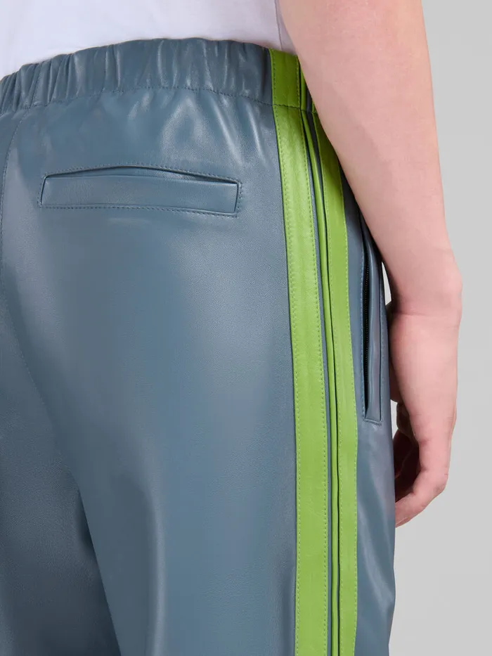Teal Nappa Leather Track Pants Men Marni Pants