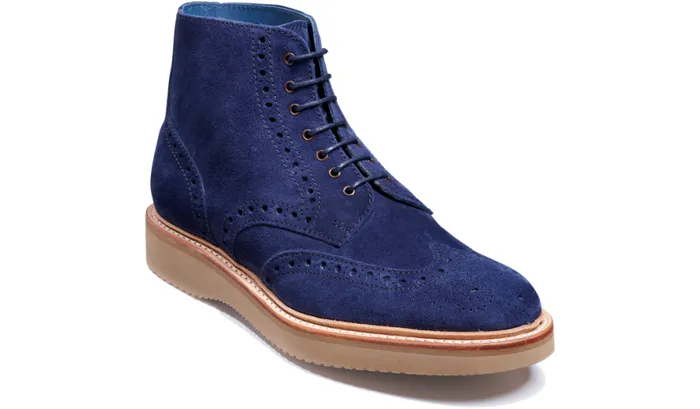 Terry 8211 Navy Suede Mens Barker Shoes Brogues