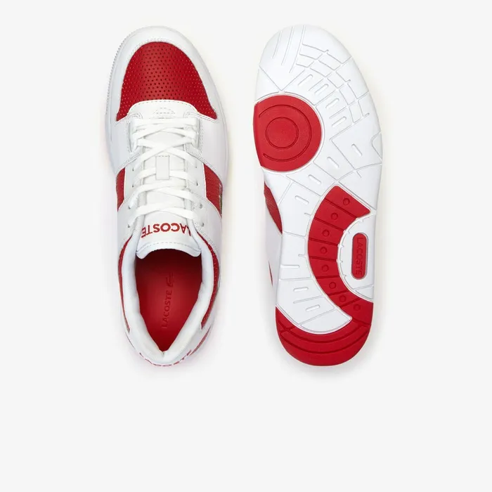 Thrill TwoTone Leather Sneakers WhiteRed Mens Lacoste Sneakers Online Outlet Store