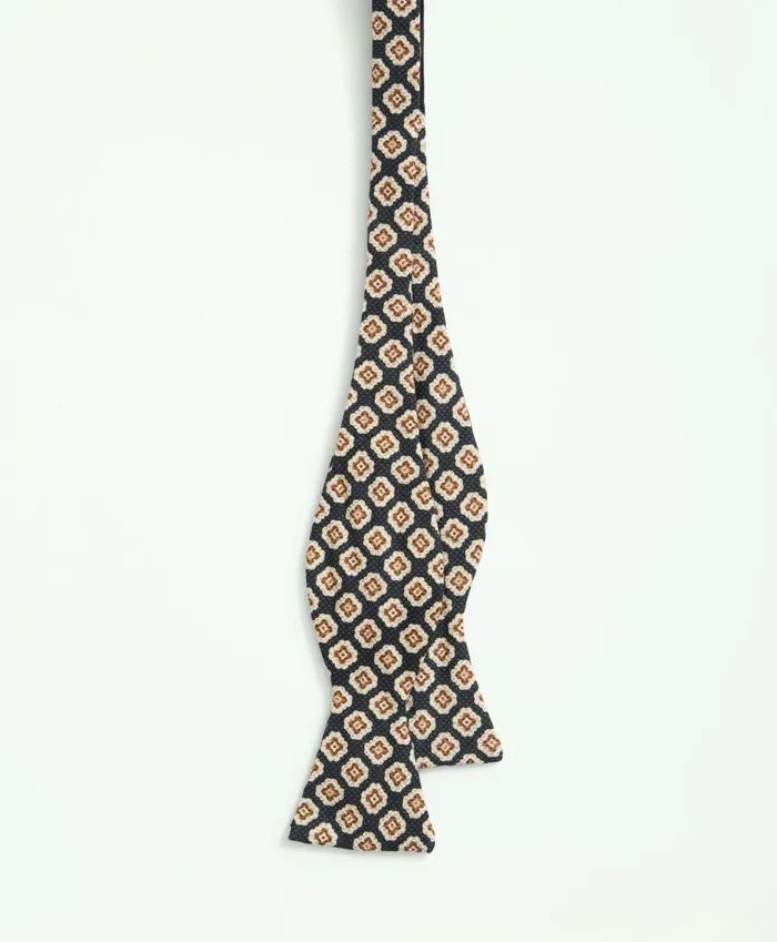 Ties andamp Pocket Squares Men Brooks Brothers Linen Jacquard Geo Pattern Bow Tie Navy