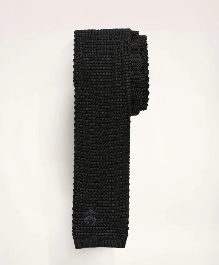 Ties andamp Pocket Squares Men Brooks Brothers Logo Knit Tie Black