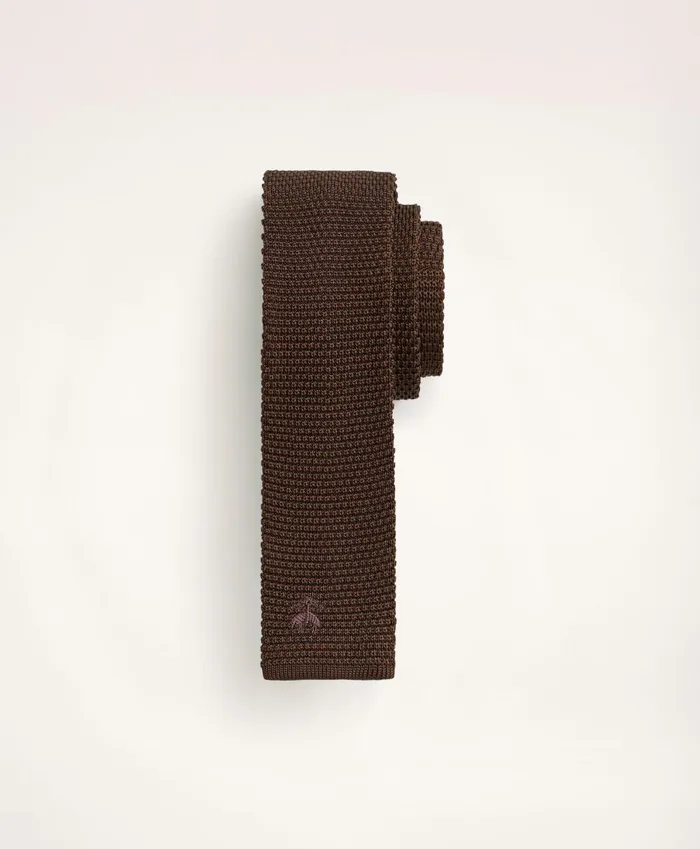 Ties andamp Pocket Squares Men Brooks Brothers Logo Knit Tie Brown