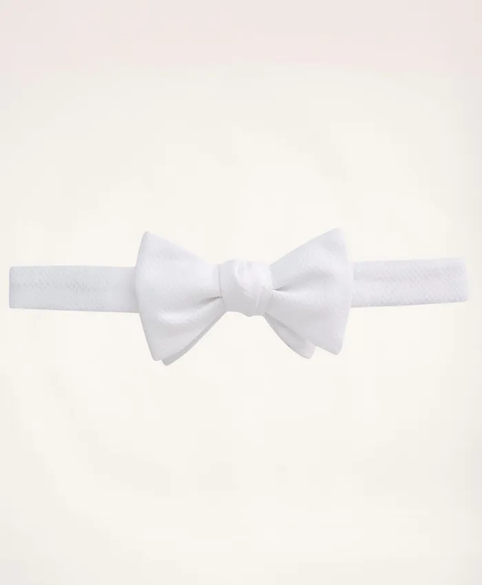 Ties andamp Pocket Squares Men Brooks Brothers Pique PreTied Bow Tie White