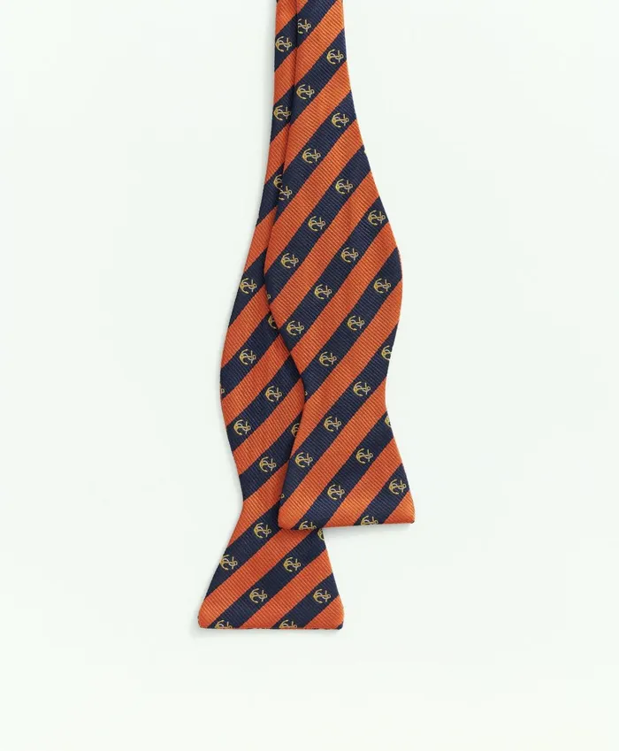 Ties andamp Pocket Squares Men Brooks Brothers Silk Anchor Striped Bow Tie Orange