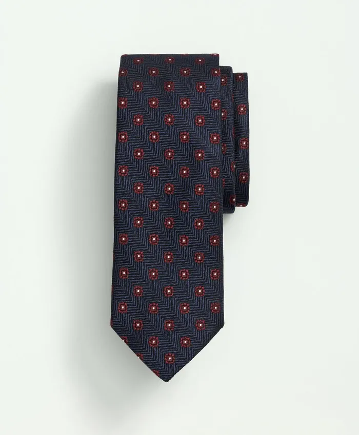 Ties andamp Pocket Squares Men Brooks Brothers Silk Geo Floral Tie Navyred