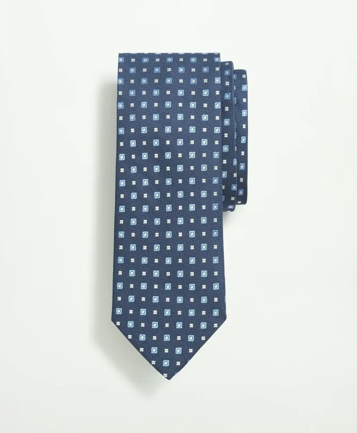 Ties andamp Pocket Squares Men Brooks Brothers Silk Geo Pattern Tie Navy