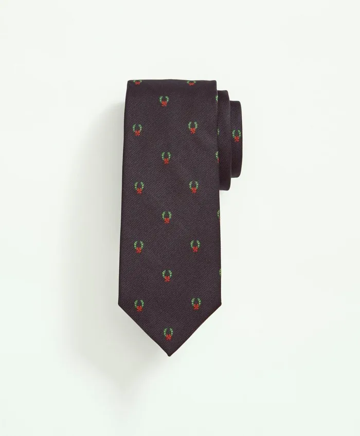 Ties andamp Pocket Squares Men Brooks Brothers Silk Holiday Wreath Tie Navy