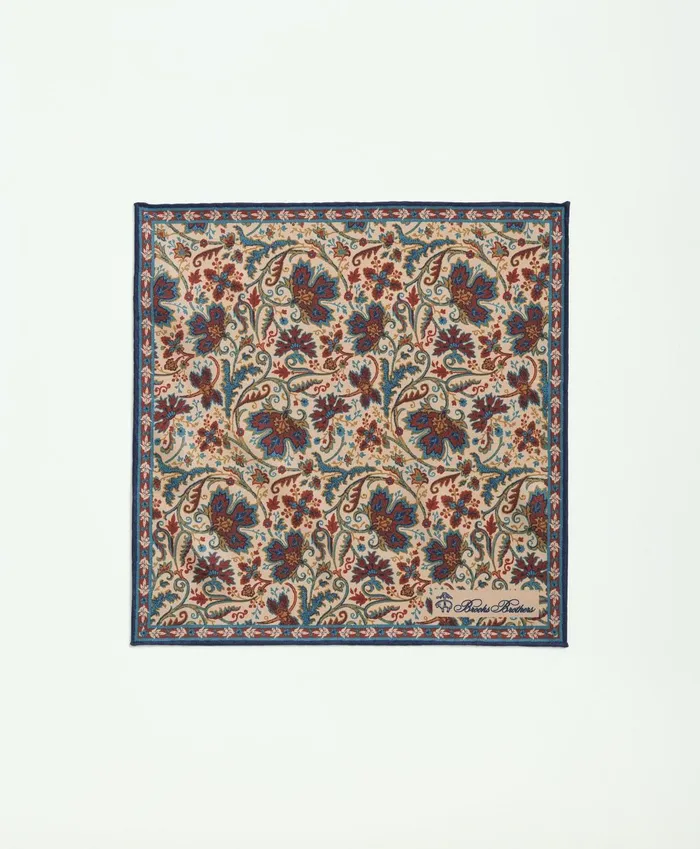 Ties andamp Pocket Squares Men Brooks Brothers Silk Paisley Leaf Pocket Square Navyteal
