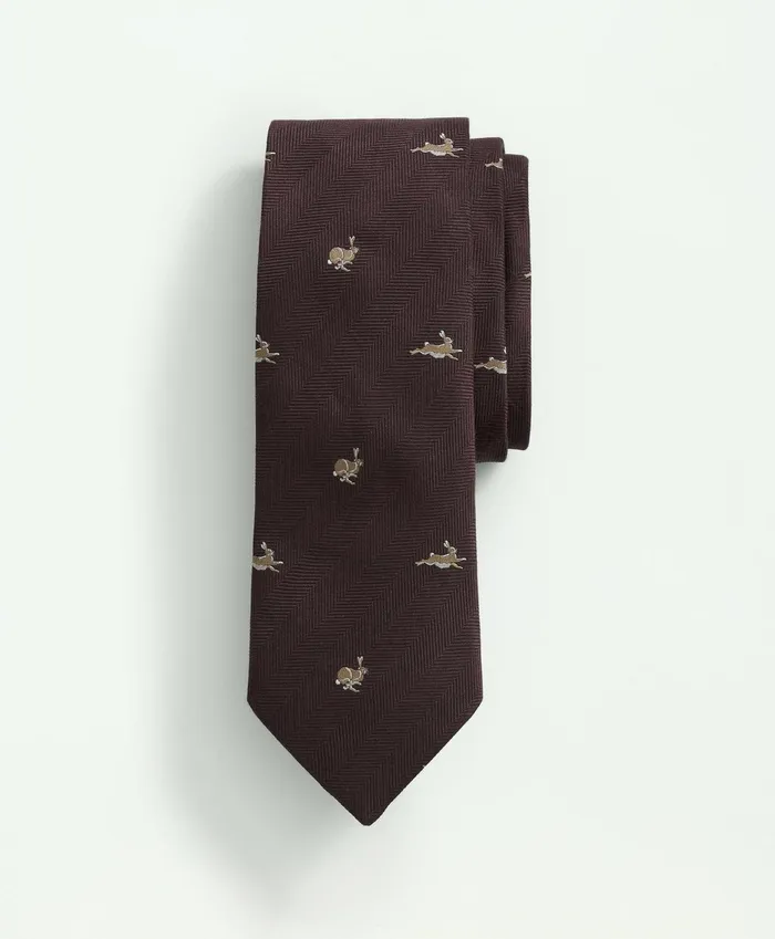 Ties andamp Pocket Squares Men Brooks Brothers Silk Rabbit Pattern Tie Brown