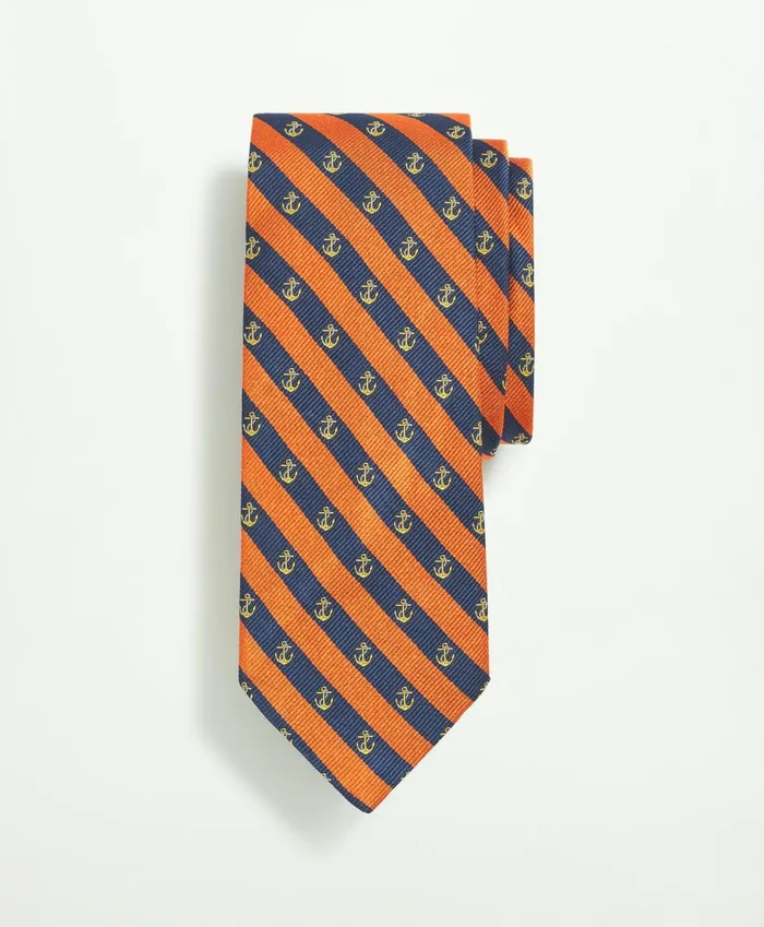 Ties andamp Pocket Squares Men Brooks Brothers Silk Stripe Anchor Pattern Tie Orangenavy Ties andamp Pocket Squares Men Brooks Brothers Silk Stripe Anchor Pattern Tie Orangenavy