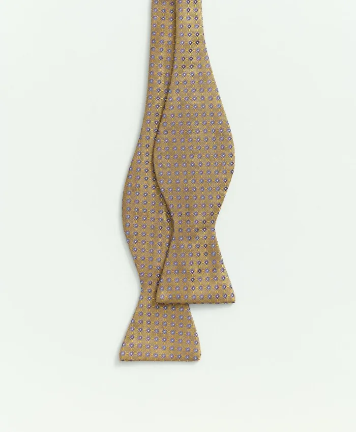 Ties andamp Pocket Squares Men Brooks Brothers Silk Woven Mini Geo Pattern Bow Tie Yellow