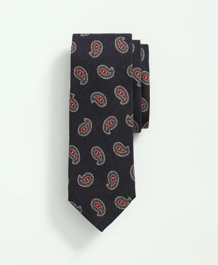 Ties andamp Pocket Squares Men Brooks Brothers Wool Silk Paisley Tie Navyred