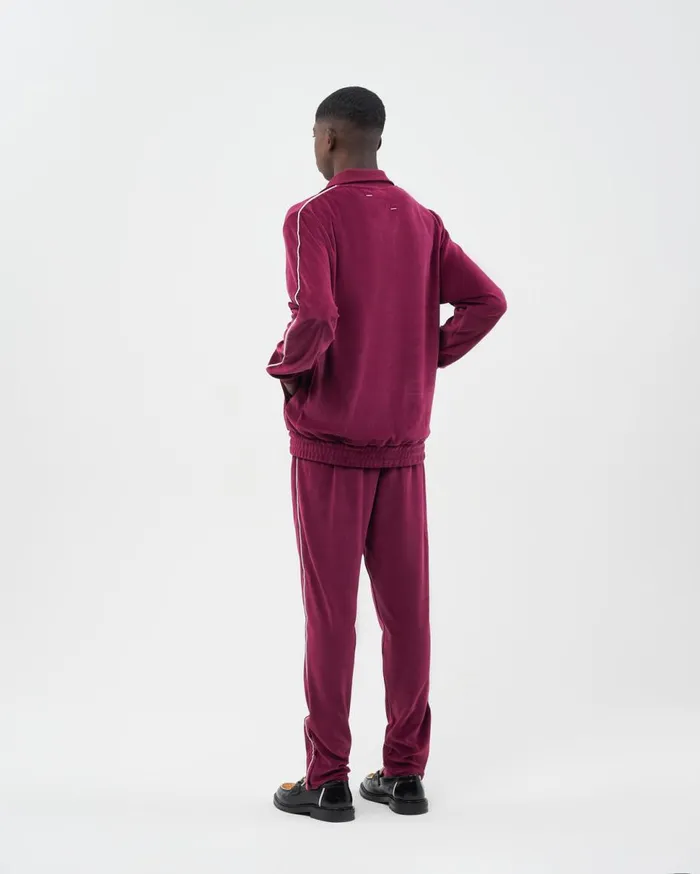 Track Jacket Velvet Burgundy Men Filling Pieces Coats and Jackets