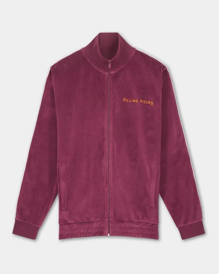 Track Jacket Velvet Burgundy Men Filling Pieces Coats and Jackets