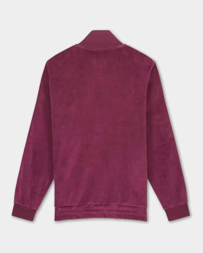Track Jacket Velvet Burgundy Men Filling Pieces Coats and Jackets