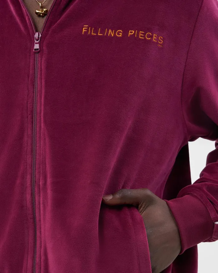 Track Jacket Velvet Burgundy Men Filling Pieces Coats and Jackets