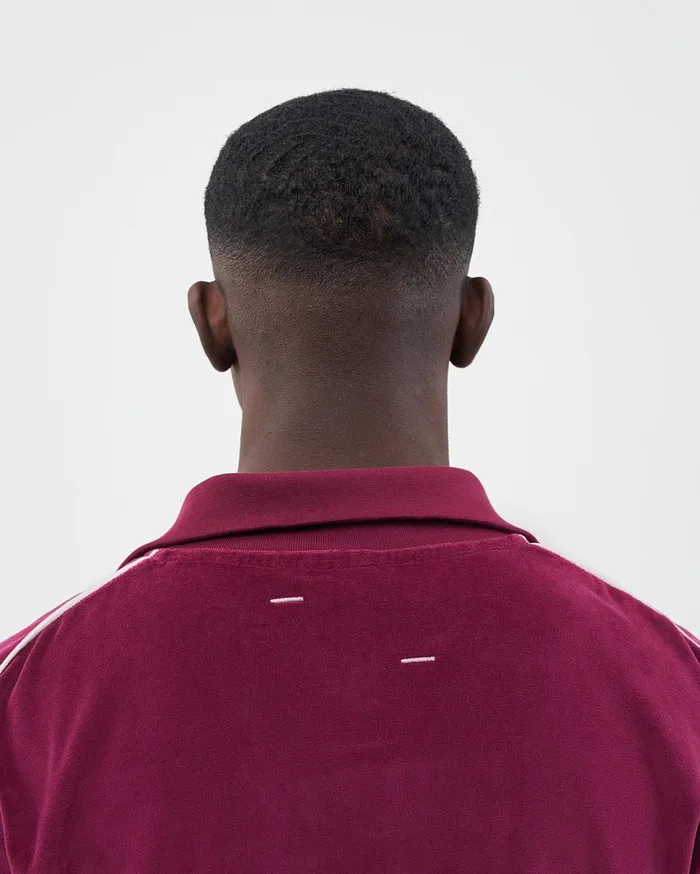 Track Jacket Velvet Burgundy Men Filling Pieces Coats and Jackets