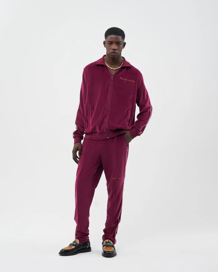 Track Pants Velvet Burgundy Men Filling Pieces Pants and Shorts