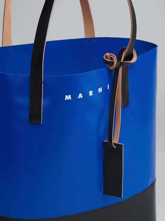 Tribeca Shopping Bag In Blue And Black Men Marni Tote Bags