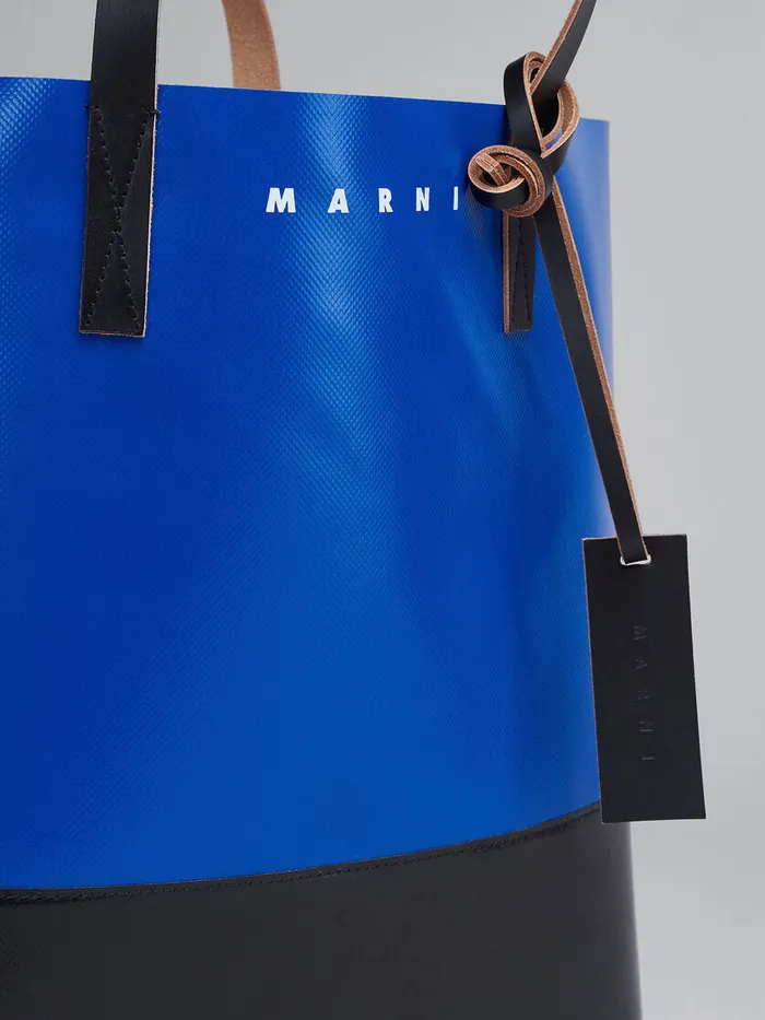 Tribeca Shopping Bag In Blue And Black Men Marni Tote Bags