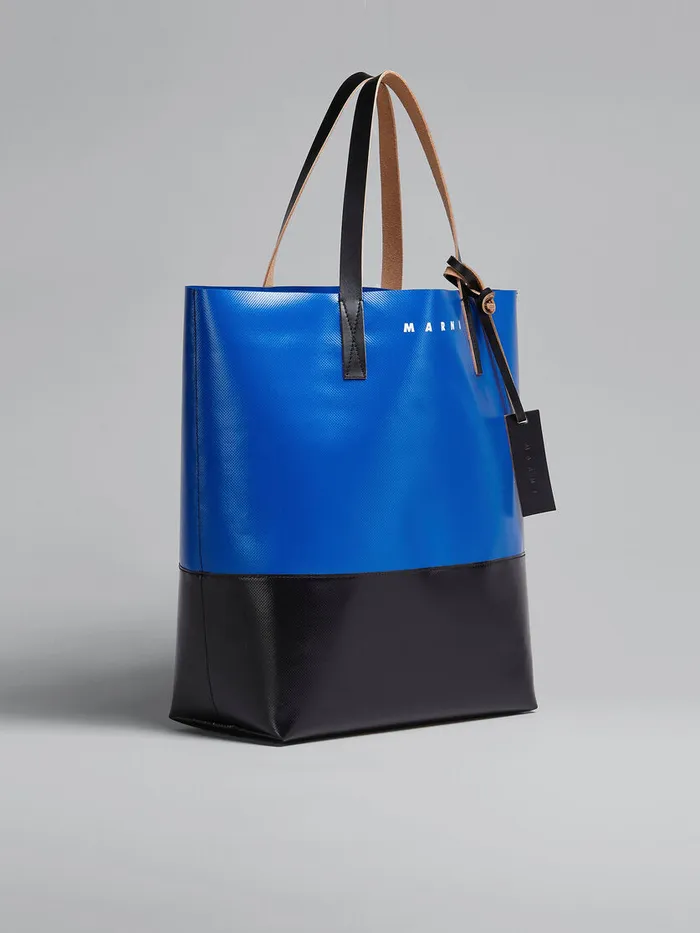 Tribeca Shopping Bag In Blue And Black Men Marni Tote Bags
