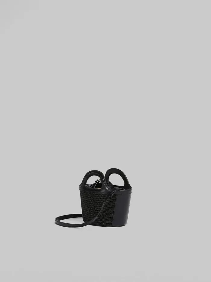 Tropicalia Micro Bag In Black Leather And Raffiaeffect Fabric Women Marni Tropicalia Bag