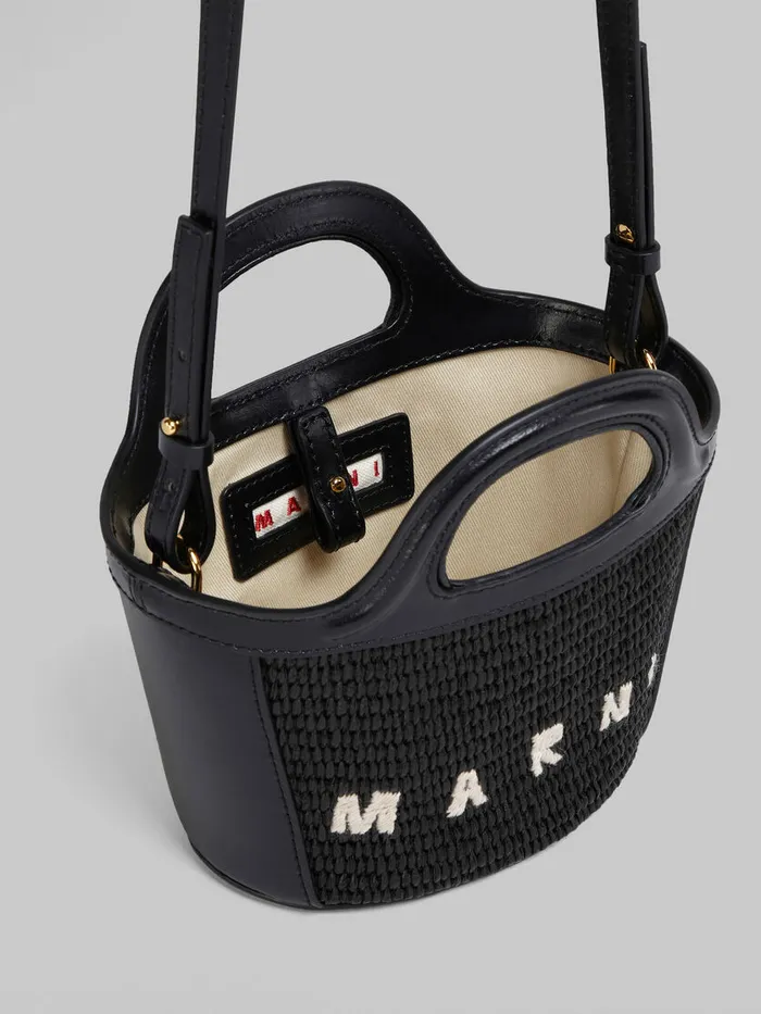 Tropicalia Micro Bag In Black Leather And Raffiaeffect Fabric Women Marni Tropicalia Bag