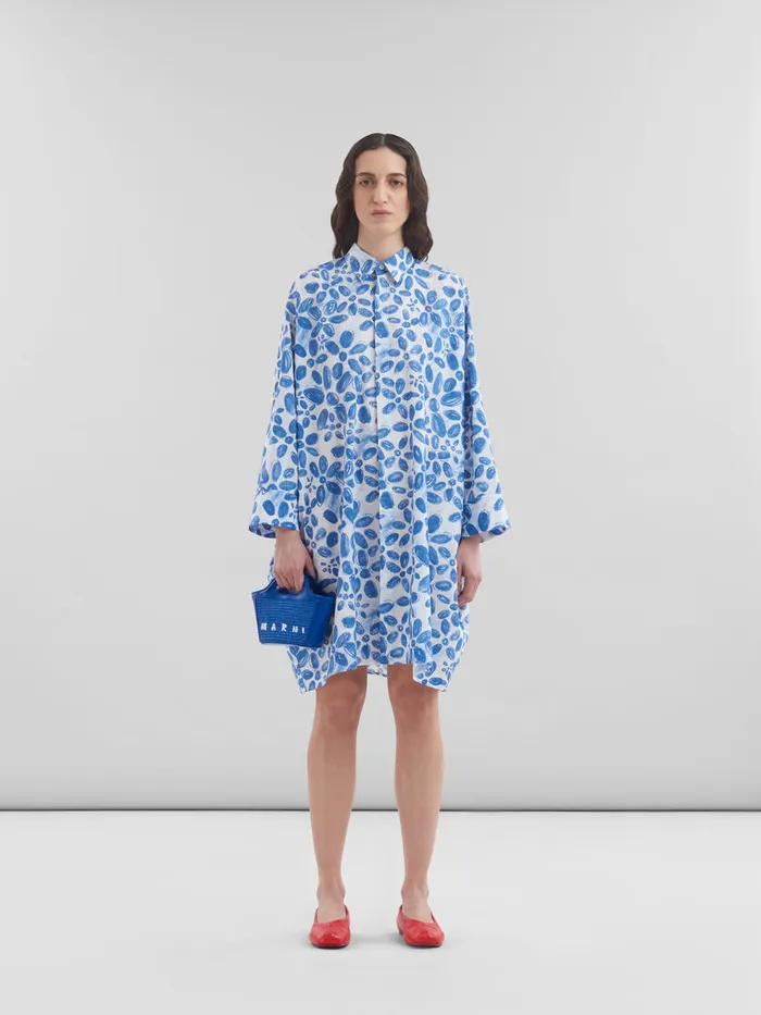 Tropicalia Micro Bag In Blue Leather And Raffiaeffect Fabric Women Marni Tropicalia Bag