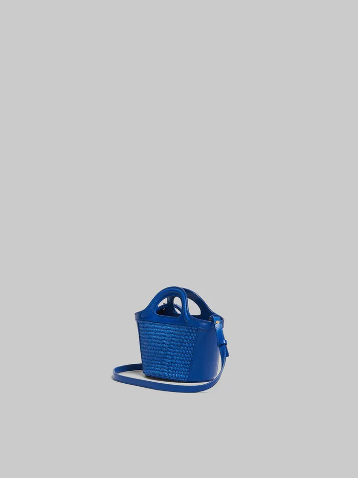 Tropicalia Micro Bag In Blue Leather And Raffiaeffect Fabric Women Marni Tropicalia Bag