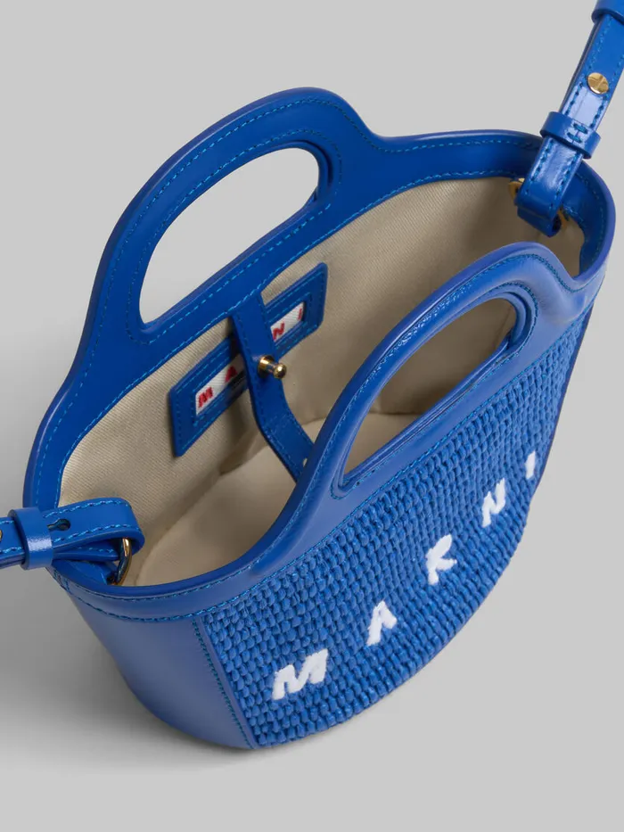 Tropicalia Micro Bag In Blue Leather And Raffiaeffect Fabric Women Marni Tropicalia Bag