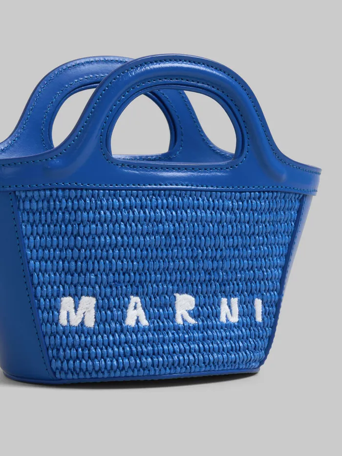 Tropicalia Micro Bag In Blue Leather And Raffiaeffect Fabric Women Marni Tropicalia Bag