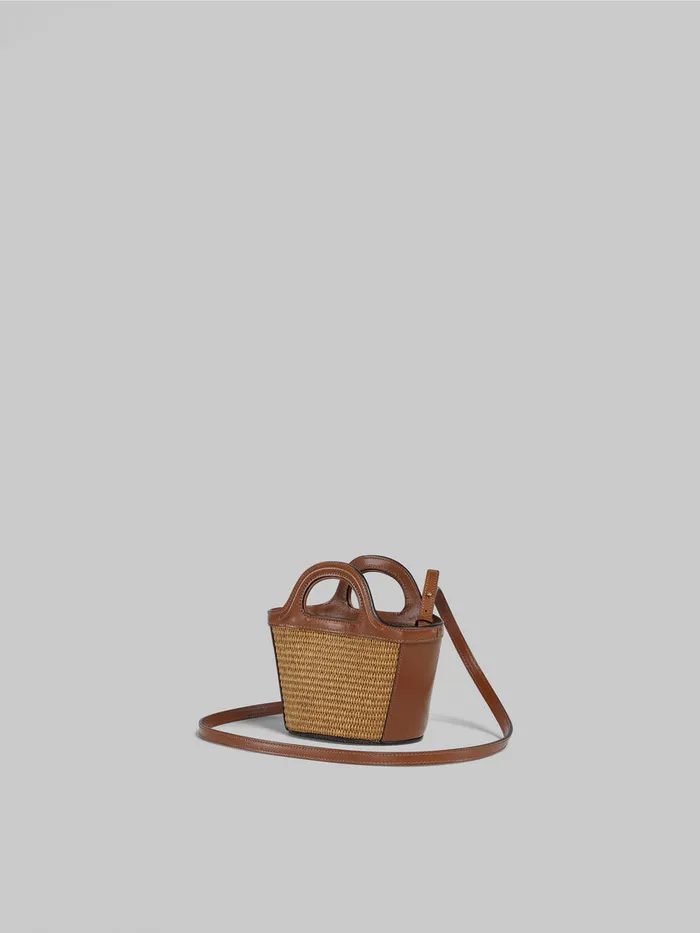 Tropicalia Micro Bag In Brown Leather And Raffiaeffect Fabric Women Marni Tropicalia Bag