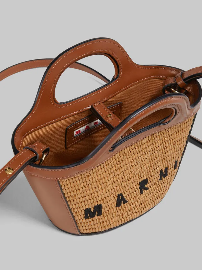 Tropicalia Micro Bag In Brown Leather And Raffiaeffect Fabric Women Marni Tropicalia Bag