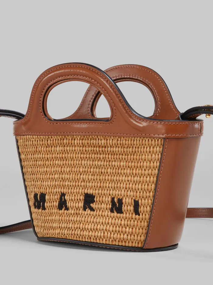 Tropicalia Micro Bag In Brown Leather And Raffiaeffect Fabric Women Marni Tropicalia Bag