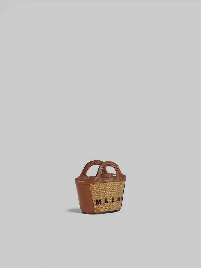 Tropicalia Micro Bag In Brown Leather And Raffiaeffect Fabric Women Marni Tropicalia Bag