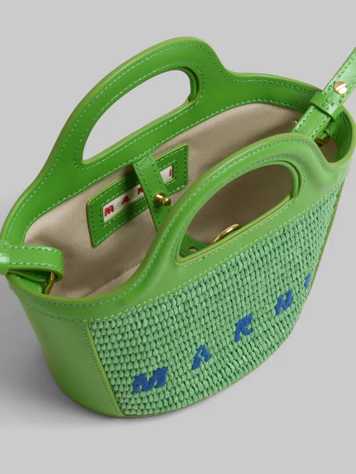 Tropicalia Micro Bag In Green Leather And Raffiaeffect Fabric Women Marni Tropicalia Bag