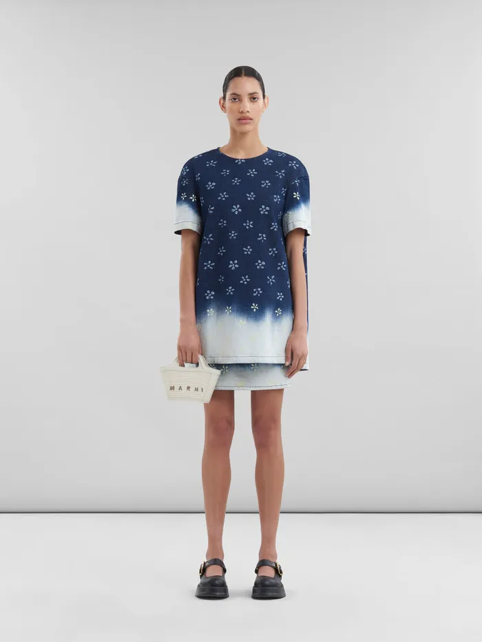 Tropicalia Micro Bag In Light Blue Leather And Raffiaeffect Fabric Women Marni Tropicalia Bag