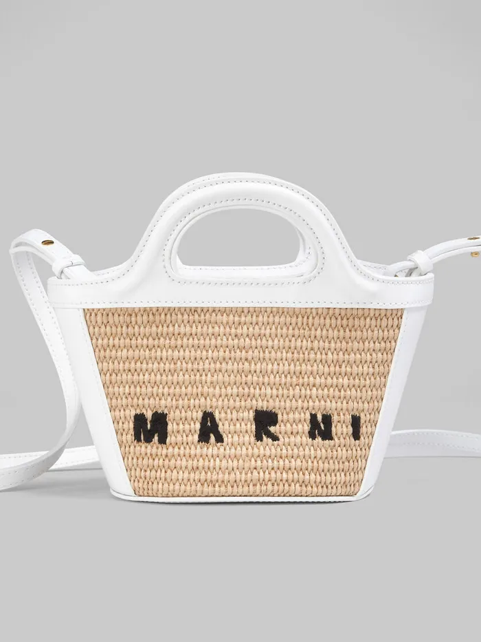 Tropicalia Micro Bag In White Leather And Raffiaeffect Fabric Women Marni Tropicalia Bag